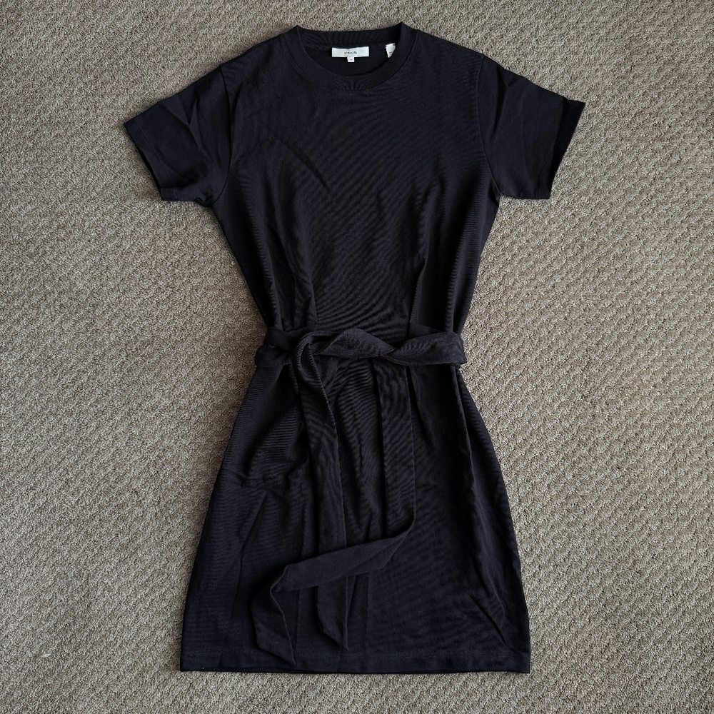 Vince Black Tie Waist T-Shirt Dress, Size XS